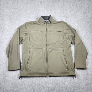 Rei Co-Op Jacket Mens Large Green Hiking Waffle Lined Pocket Mock Neck Full Zip